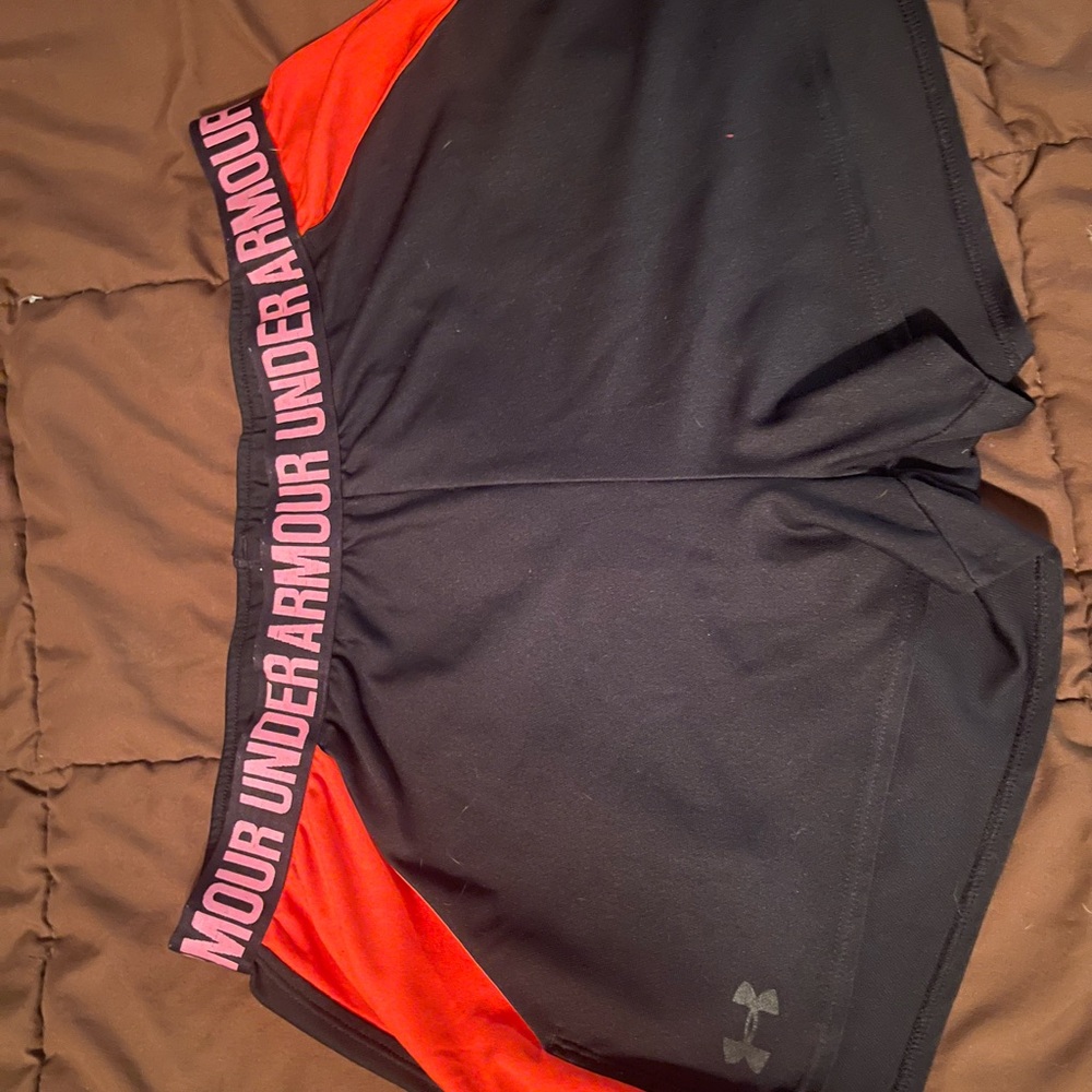 Under Armour Black Shorts with hot pink Trim